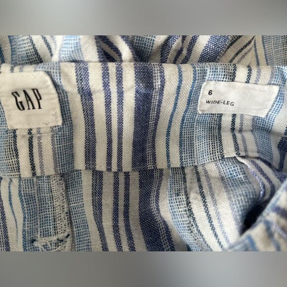 GAP Linen /rayon blend white& blue striped wide leg pants size 6. - Picture 6 of 6